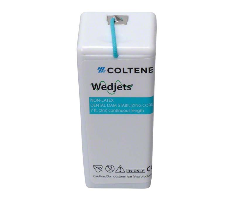 Coltene Wedjets Befestigungsschnur blau, dick, in Spenderbox mit Aufdruck.