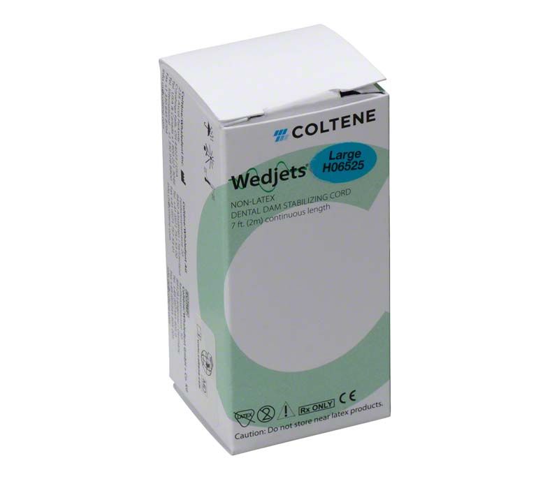Coltene Wedjets Befestigungsschnur blau, dick, in weißer Verpackung mit Produktinformationen.