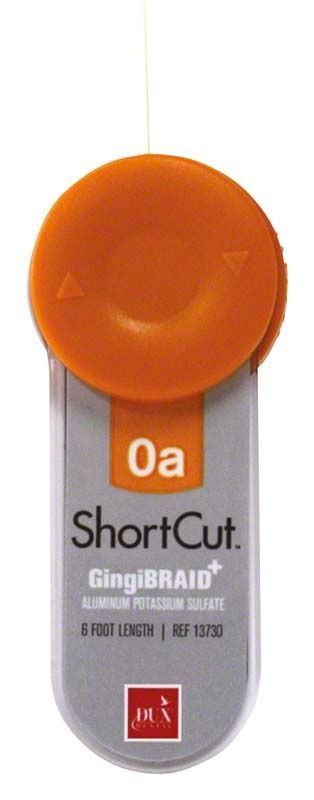ShortCut™ All-in-one-System für Retraktionsfäden mit orangefarbener Kappe.