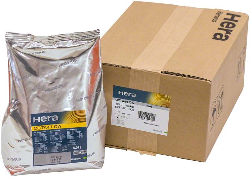 OCTA-FLOW mint Verpackung neben braunem Versandkarton mit Heraeus-Logo.