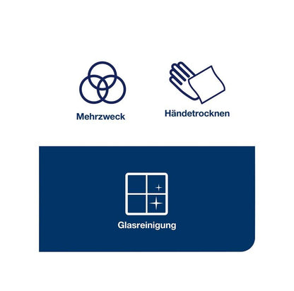 Mehrzweck-Papierwischtücher-Symbole für Händetrocknen und Glasreinigung.