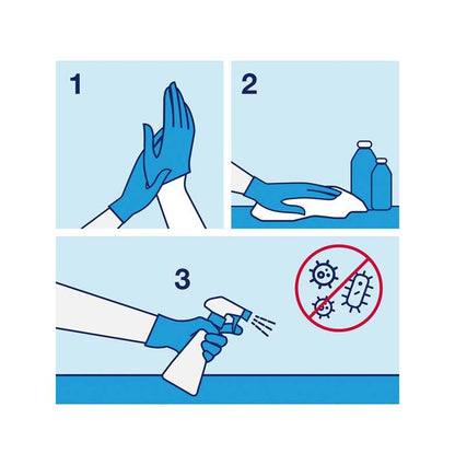 Anleitung zur Nutzung von Tork Mehrzweck Papierwischtüchern in drei Schritten.