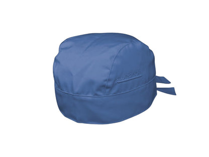 Monoart Bandana Kopfhaube dunkelblau aus Baumwoll-Synthetik-Mix mit Bindebändern.