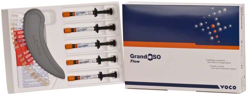 GrandioSO Flow Spritzen Set von Voco in geöffneter Verpackung.