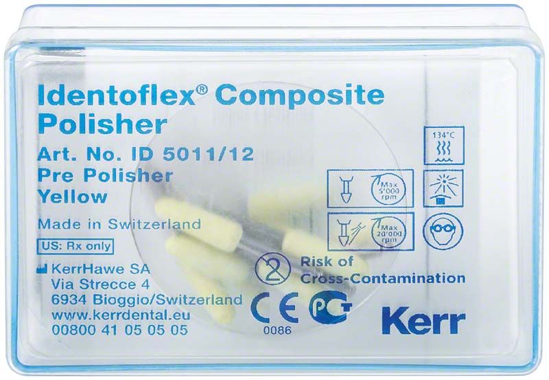 Identoflex Komposit Polierer Vorpolitur RA gelb in Kunststoffverpackung.