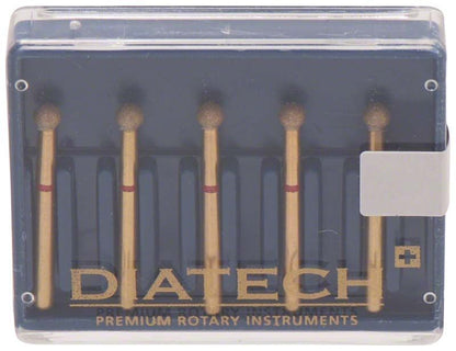 Diatech Diamant G801-314-023-F, fünf rotierende Instrumente in transparenter Box.