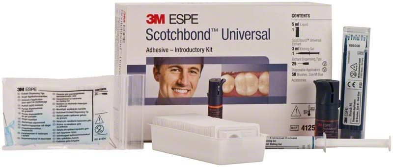 Scotchbond™ Universal Adhäsiv Introkit mit Flasche und Zubehör.