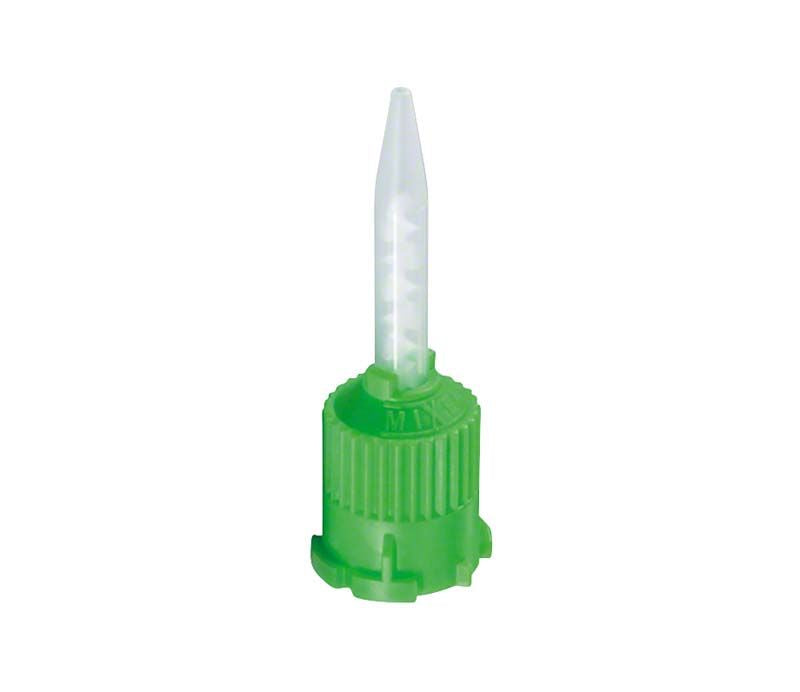 RelyX™ Ultimate Mischkanüle in grüner Farbe mit durchsichtigem Aufsatz.