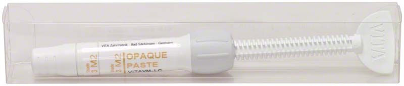 Spritze mit VITA VM LC Opaque Paste 3M2 in transparenter Verpackung.