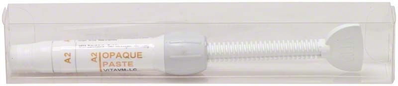 Spritze VITA VM® LC Opaque Paste classical A2 in transparenter Verpackung.