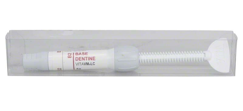 VITAVM®LC BASE DENTINE Kartusche B2 in transparenter Verpackung.