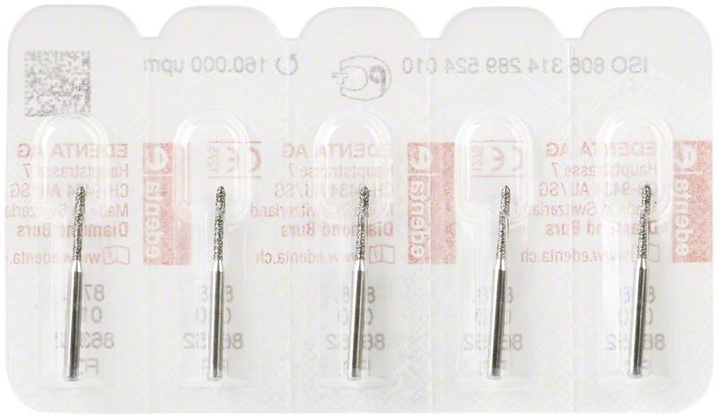 Fünf Diamantbohrer Diamant FG 878 010 in Blisterverpackung.