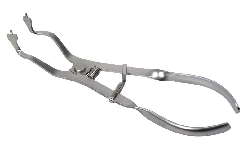 Hygenic® Dental Dam Klammerzange aus rostfreiem Stahl in Nahaufnahme.