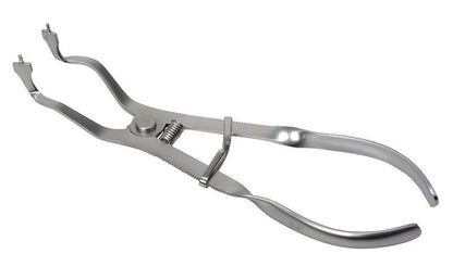 Hygenic® Dental Dam Klammerzange aus rostfreiem Stahl in Nahaufnahme.