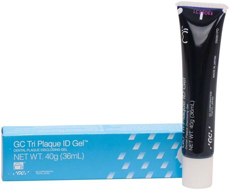 Tri Plaque ID Gel Tube und Verpackung von GC für Plaqueerkennung.