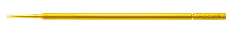 Gelber Microbrush Applikator mit feiner Spitze für präzise Dentalanwendungen.
