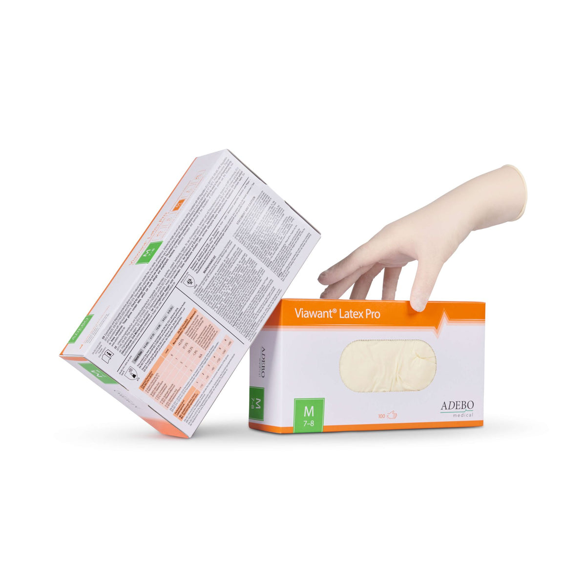 Viawant Latex Pro Einmalhandschuhe in Größe S, Packung mit Handschuhen.