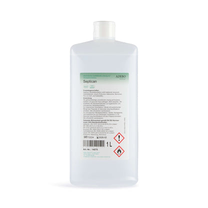 Septican Händedesinfektion 1L Flasche mit Etikett und Sicherheitskennzeichnungen.