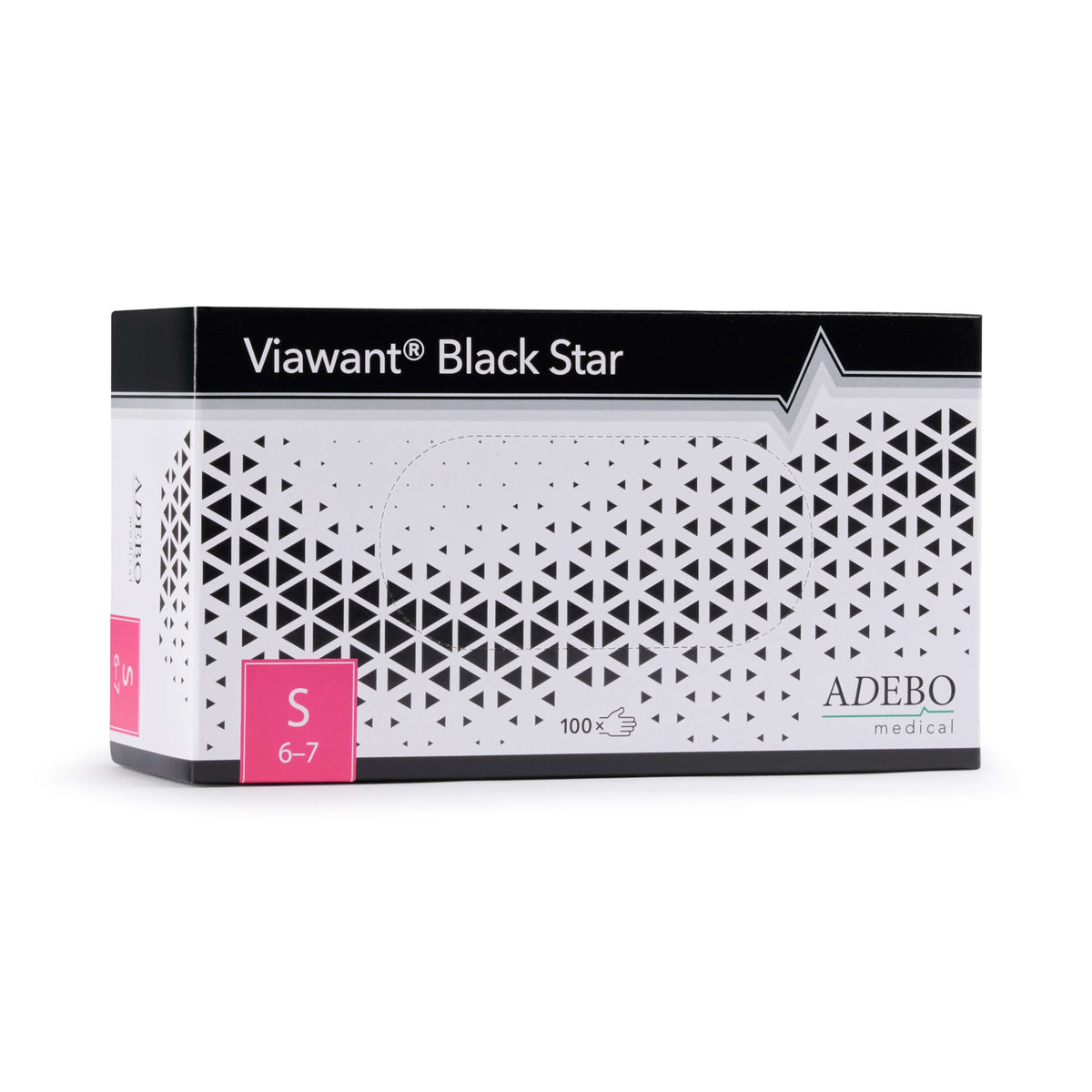 Nitrilhandschuhe Viawant Black Star in schwarzer Verpackung, Größe S, 100 Stück.