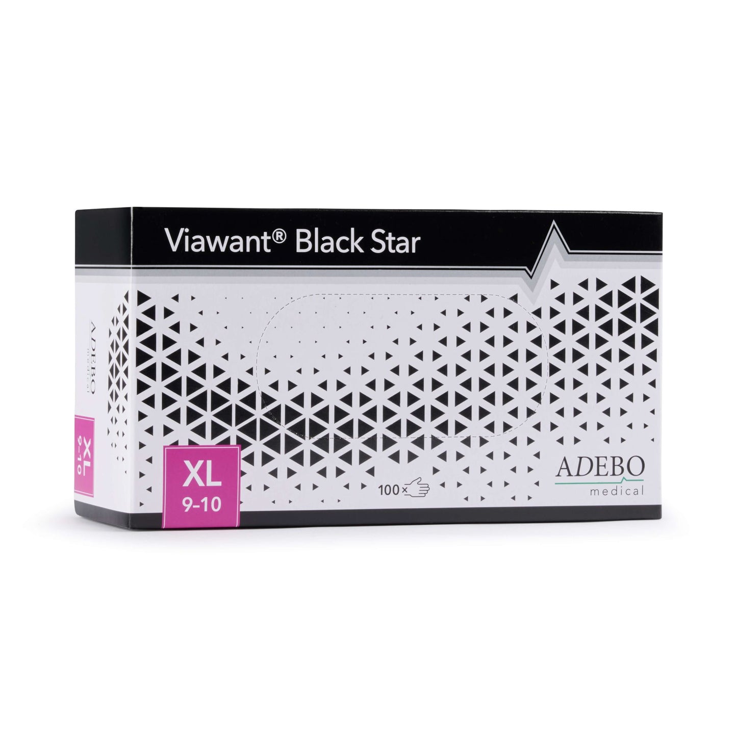 Nitrilhandschuhe Viawant Black Star in schwarzer Verpackung, Größe XL.