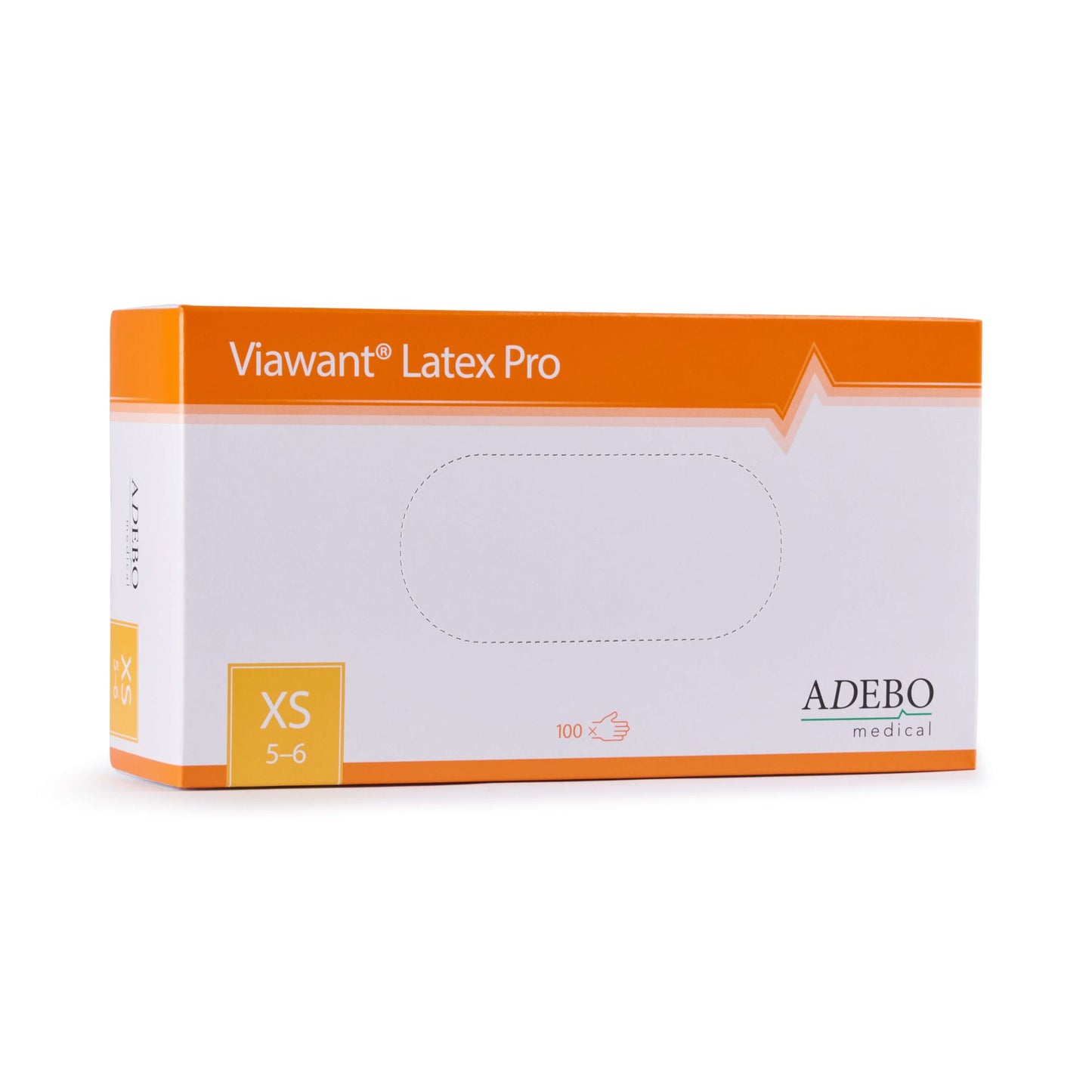 Verpackung der Viawant Latex Pro Einmalhandschuhe in Größe XS, puderfrei.