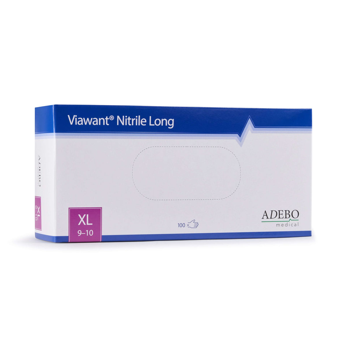 Viawant Nitrile Long Einmalhandschuhe, blaue Verpackung, Größe XL, 100 Stück.