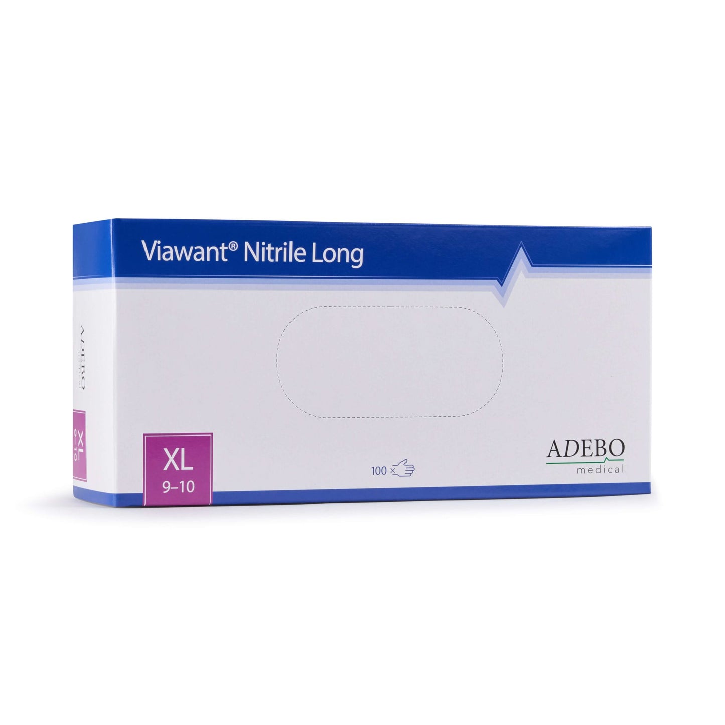 Viawant Nitrile Long Einmalhandschuhe, blaue Verpackung, Größe XL, 100 Stück.