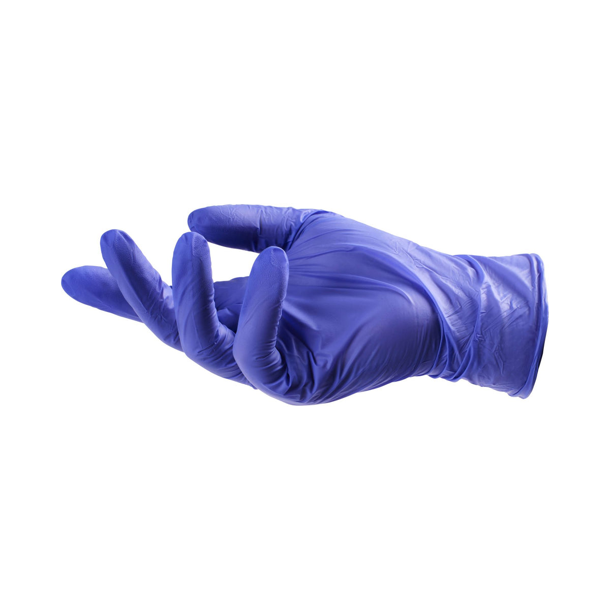 Blauer Viawant Nitrile Pro Einmalhandschuh in Nahaufnahme, universelle Passform.