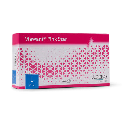 Viawant Pink Star Nitrilhandschuhe, rosa Verpackung, Größe L, 100 Stück.