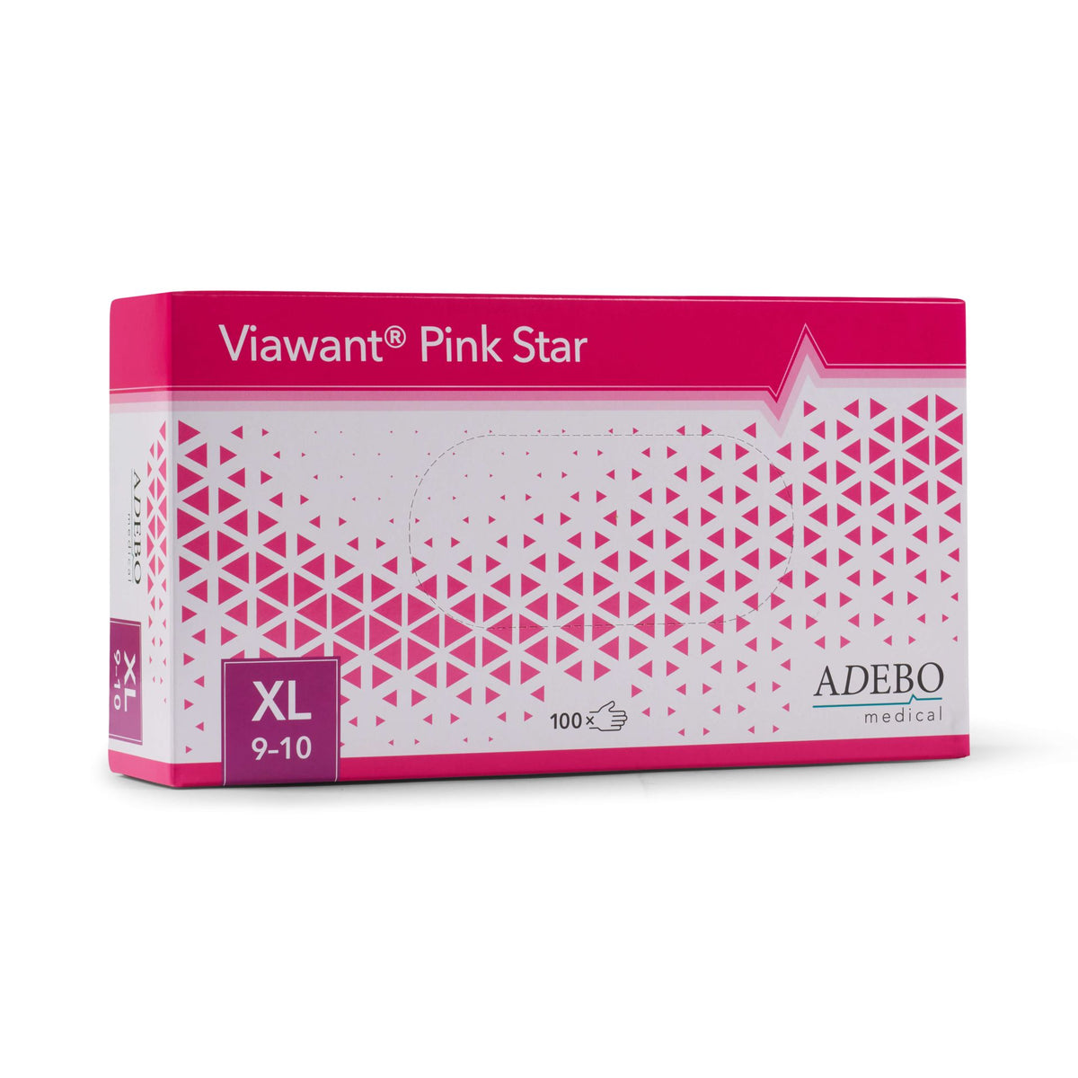 Viawant Pink Star Nitrilhandschuhe, rosa, puderfrei, Größe XL, Verpackung.