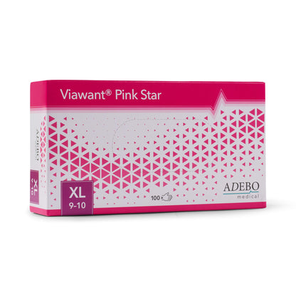 Viawant Pink Star Nitrilhandschuhe, rosa, puderfrei, Größe XL, Verpackung.