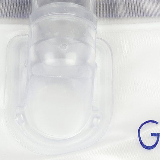 Nahaufnahme des Rücklaufventils des Care Flow UB 2000 Urindrainagesystems.