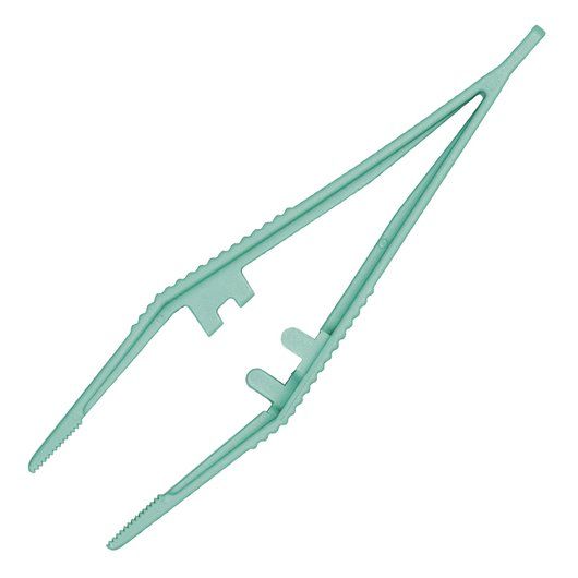 Grüne sterile anatomische Pinzette für Katheterlegeset Comfort Plus.