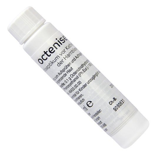 Flasche mit Schleimhautantiseptikum Octenisept für Katheterlegeset Comfort Plus.