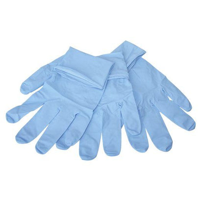 Blaue Einweghandschuhe aus dem Katheterlegeset Comfort Plus.