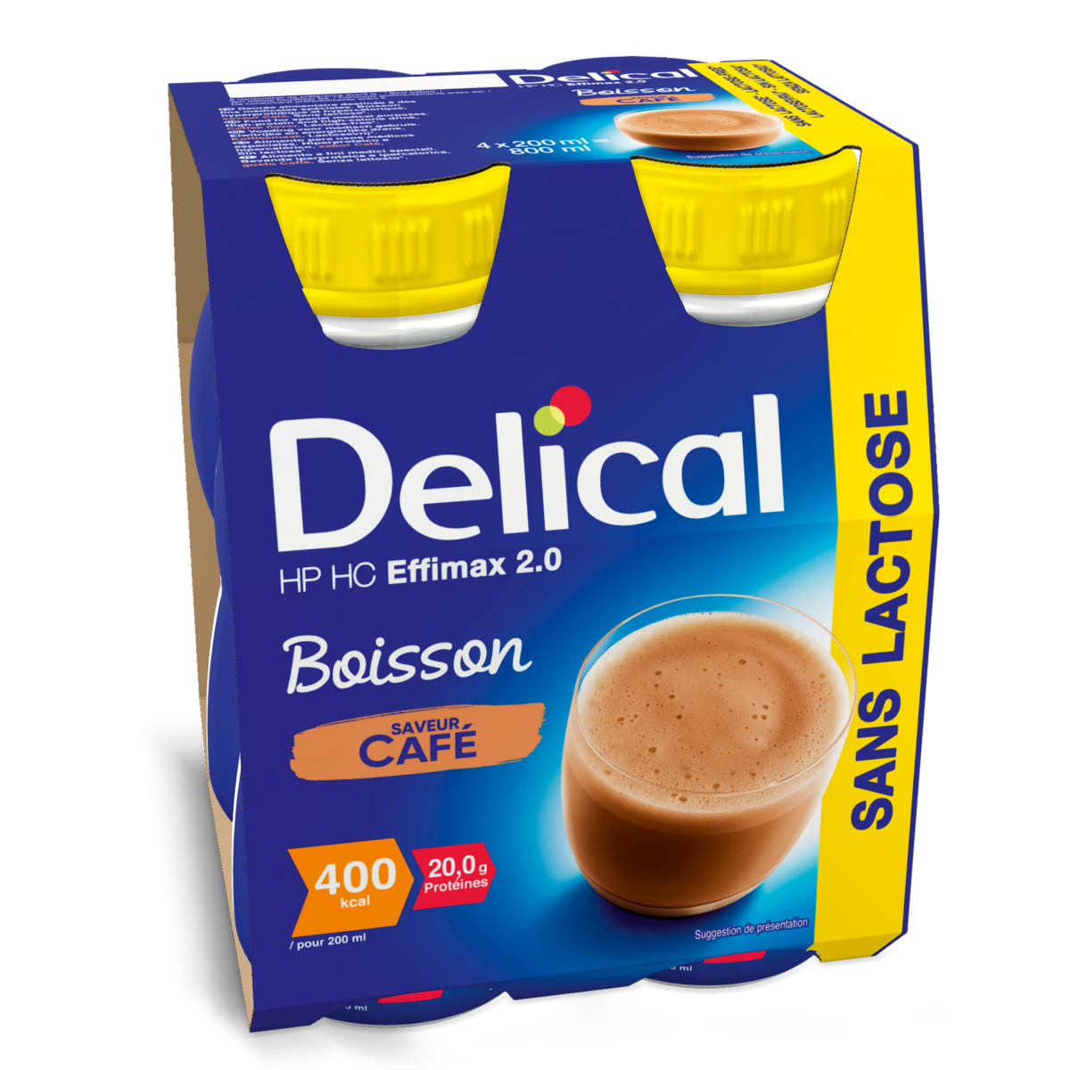 Delical HP HC Effimax 2.0 Café, hochkalorische Trinknahrung ohne Ballaststoffe.