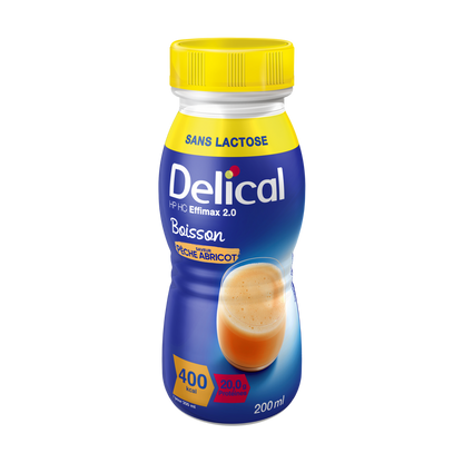Delical HP HC EFFIMAX 2.0 Pfirsich-Aprikose, hochkalorische Trinknahrung ohne Ballaststoffe.