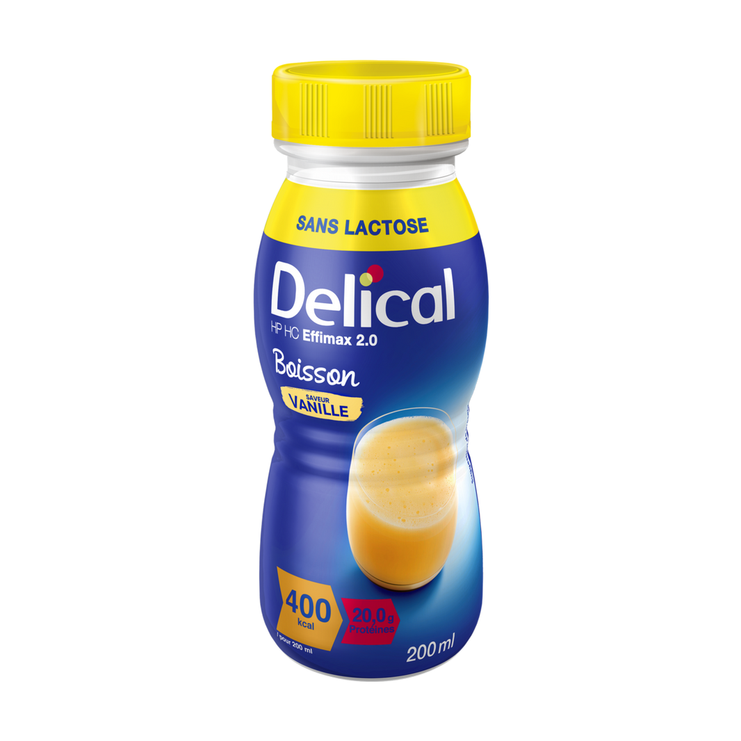 Delical HP HC EFFIMAX 2.0 Vanille, hochkalorische Trinknahrung ohne Ballaststoffe.