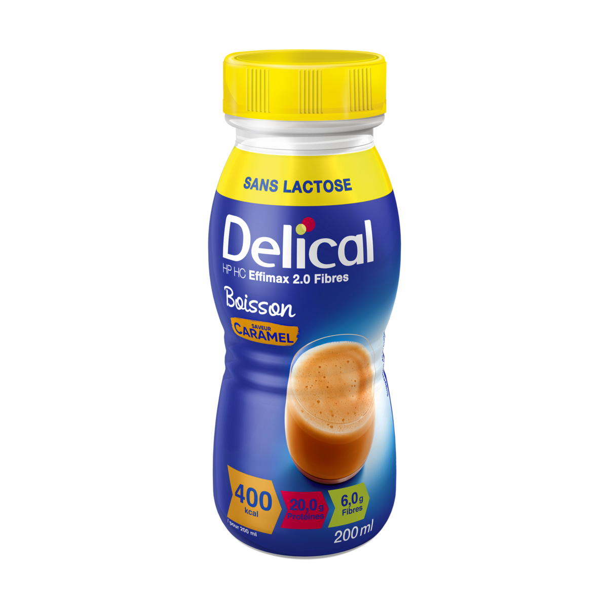 Delical HP HC EFFIMAX 2.0 Caramel Trinknahrung, 200 ml Flasche.
