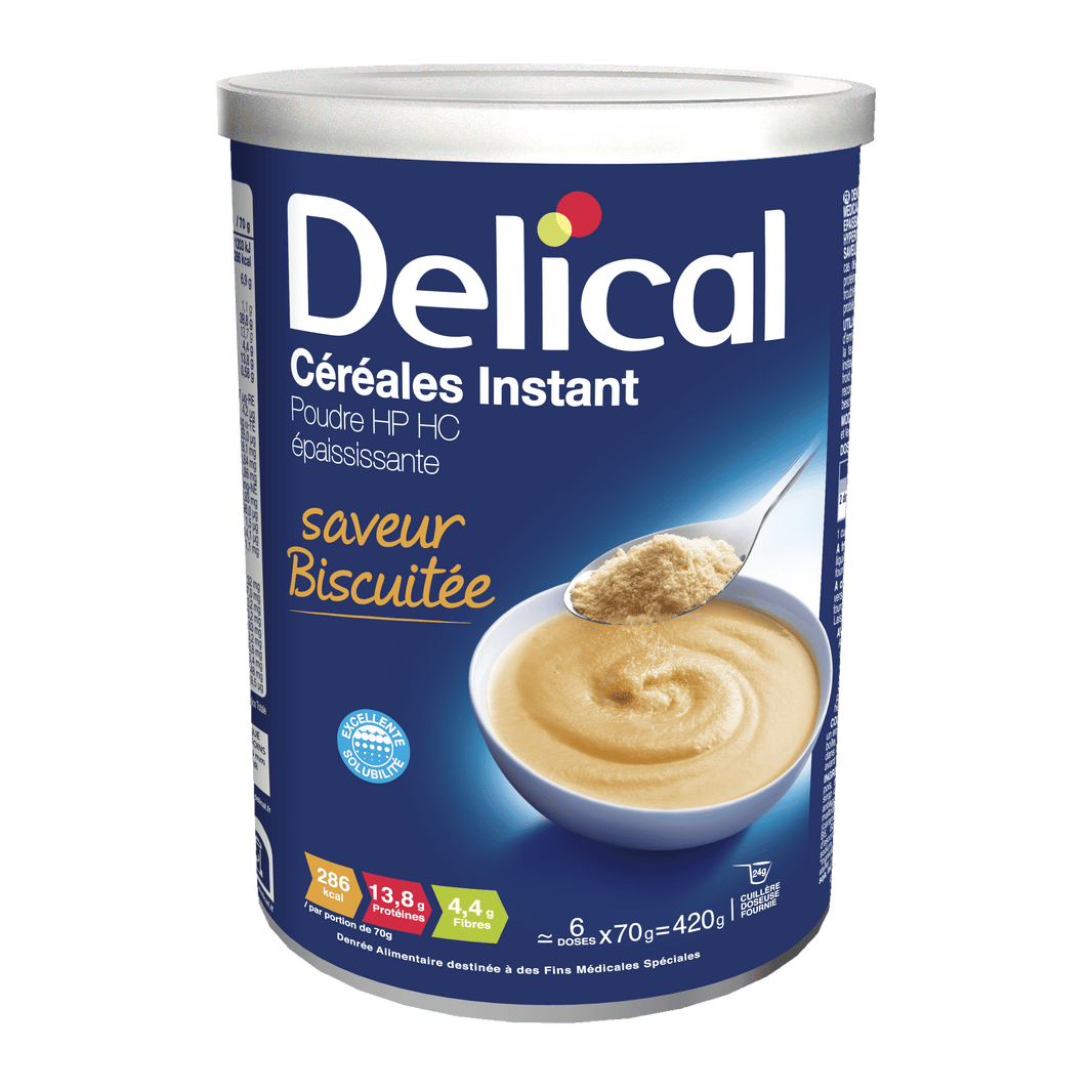 Delical Cereales Instant Dose mit Löffel und Schüssel Abbildung