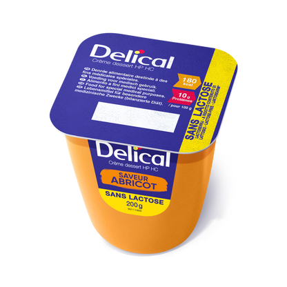 Delical Dessertcreme HP HC Karamell, laktosefrei, Einzelbecher mit Deckelansicht.