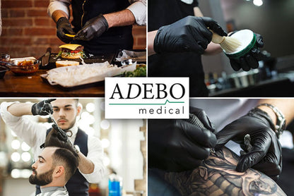 Nitrilhandschuhe Viawant Black Star im Einsatz bei Tätowierung, Gastronomie und Friseur.