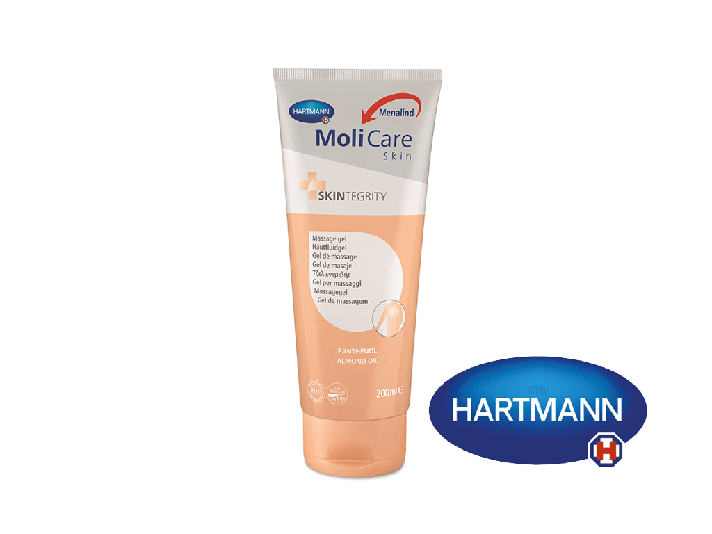 MoliCare® Skin Hautfluidgel 200ml in orangefarbener Tube mit Hartmann-Logo.
