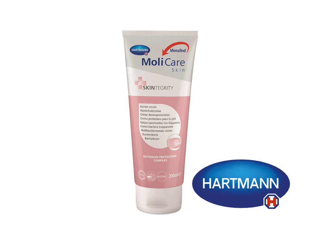 MoliCare® Skin Hautschutzcreme 200ml Tube mit Hartmann-Logo.