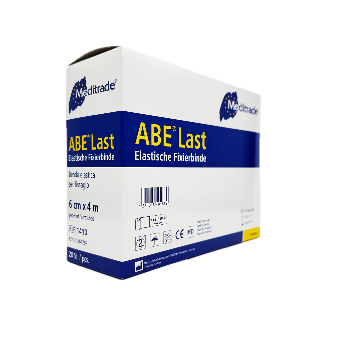 Meditrade ABE Last elastische Fixierbinde 8 cm x 4 m in Verpackung.