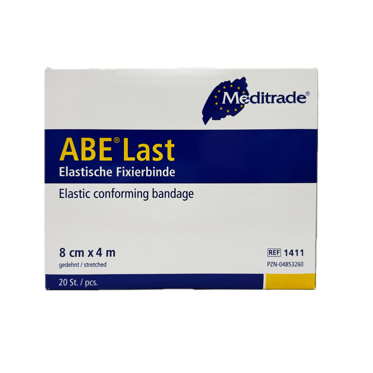 Elastische Fixierbinde ABE Last 8 cm x 4 m von Meditrade in Schachtel.