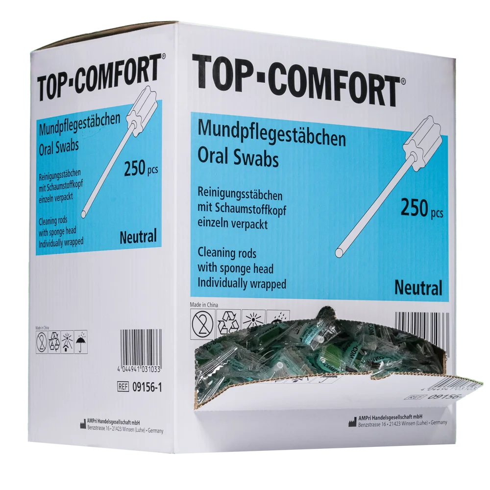 Mundpflegestaebchen mit Schaumstoffkopf