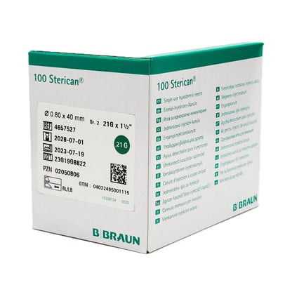 Verpackung der B.Braun Sterican® Einmalkanülen, Gr.2 Ø 0,80 mm x 40 mm.