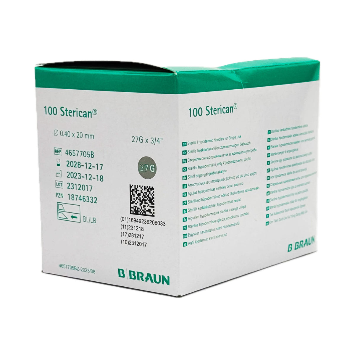 Verpackung der B.Braun Sterican® Einmalkanülen, Gr.20 Ø 0,40 mm x 20 mm.