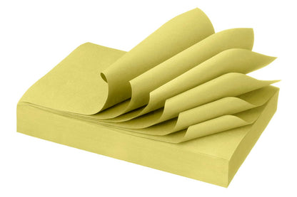 Norm Traypapier in Gelb, gestapeltes Zellstoffpapier für Dentaltrays, 18 x 28 cm.